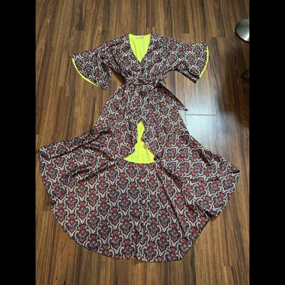 Alice + Olivia Ruffle High Low Kimono Wrap Dress